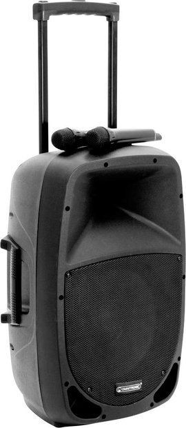 Omnitronic MES-15BT2 Hordohzató PA hangfal 38 cm 15 coll Hálózatról üzemeltetett, Akkuról üzemeltete