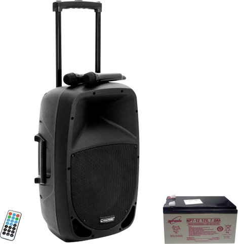 Omnitronic MES-15BT2 Hordohzató PA hangfal 38 cm 15 coll Hálózatról üzemeltetett, Akkuról üzemeltete 2. kép