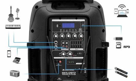 Omnitronic MES-15BT2 Hordohzató PA hangfal 38 cm 15 coll Hálózatról üzemeltetett, Akkuról üzemeltete 5. kép