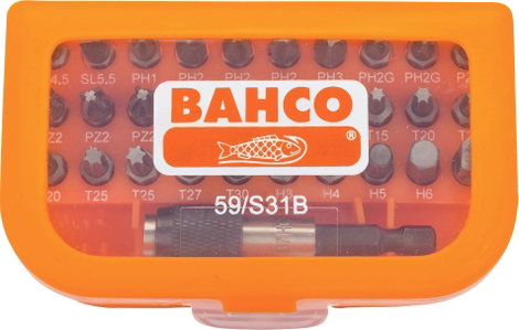 Bahco 59/S31B Bit készlet 31 részes Egyeneshornyú, Kereszthornyú Phillips, Kereszthornyú Pozidriv, H 3. kép