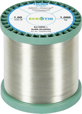 Felder Löttechnik ISO-Core Clear Sn100Ni+ Forrasztóón Tekercs Sn99,25Cu0,7Ni0,05 1.000 kg 1 mm