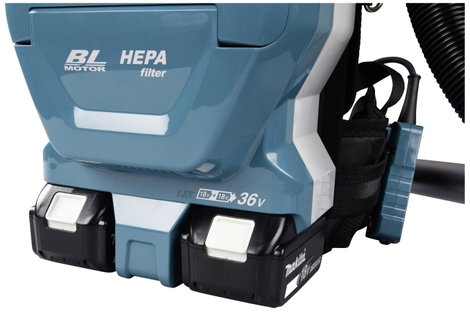 Akkus hátizsák porszívó 2x 18V akku és töltő nélkül, Makita DVC261ZX15 11. kép