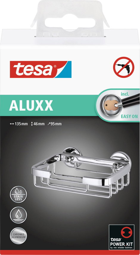 tesa 40208-00000-00 ALUXX Szappantartó kosár Ragasztó Króm (fényes) 5. kép
