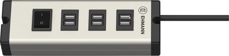 Ehmann USB Multilader 6-Port 6,3 A USB-s töltőállomás Aljzat dugó Kimenetek száma: 6 x USB