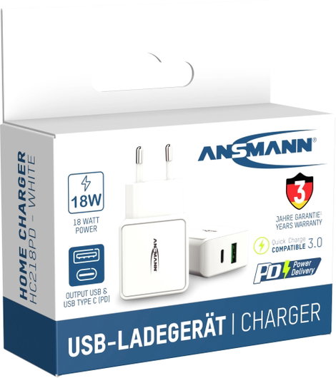 Ansmann HomeCharger HC218PD USB-s töltőkészülék 18 W Aljzat dugó Kimeneti áram (max.) 3000 mA Kimene 10. kép