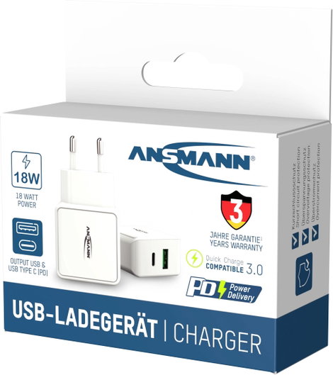 Ansmann HomeCharger HC218PD USB-s töltőkészülék 18 W Aljzat dugó Kimeneti áram (max.) 3000 mA Kimene 5. kép