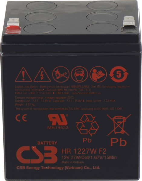 CSB Battery HR 1227W high-rate Ólomakku 12 V 6.2 Ah Ólom-vlies (AGM) (Sz x Ma x Mé) 90 x 106 x 70 mm