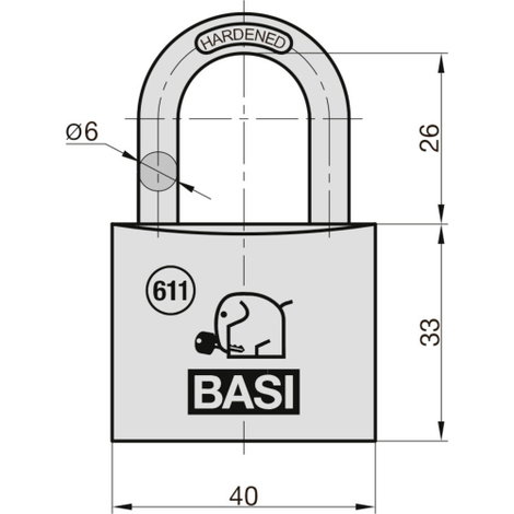 Basi 6110-4001-4003 Függő lakat Egyidőben záródó 3. kép