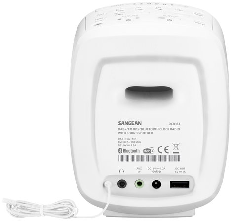 Sangean DCR-83 Asztali rádió DAB+, URH AUX, Bluetooth®, USB Akkutöltő funkció, Ébresztő funkció Fehé 4. kép