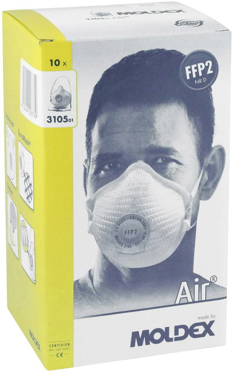 Moldex Air 310501 Finom por ellen védő maszk szelep nélkül FFP2 D 10 db EN 149:2001, EN 149:2009 DIN 3. kép