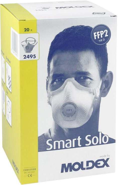 Moldex Smart Solo 249501 Finom por ellen védő maszk szelep nélkül FFP2 D 20 db EN 149:2001, EN 149:2 2. kép
