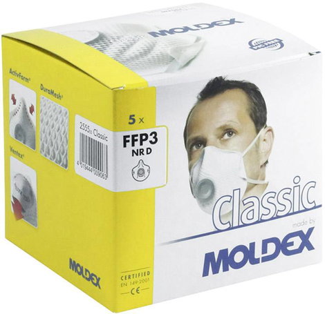 Moldex Klassiker 255501 Finom por ellen védő maszk szeleppel FFP3 D 20 db EN 149:2001, EN 149:2009 D 4. kép