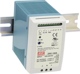 Mean Well DRC-100B Kalapsínes tápegység 27.6 V/DC 2.25 A 96 W Kimenetek száma:2 x Tartalom, tartalmi