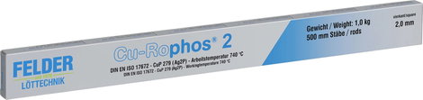 Felder Löttechnik Cu-Rophos 2 Forrasztóón Rúd, Ólommentes CuP 279 1 kg 2 mm