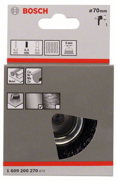 Bosch Fazékkefe - 70 mm, 0,3 mm Szár átmérő 6 mm 1 609 200 270 1 db 2. kép