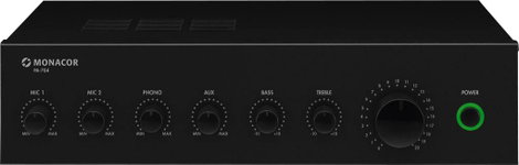 Monacor PA-704 ELA erősítő 70 W 4 csatornás