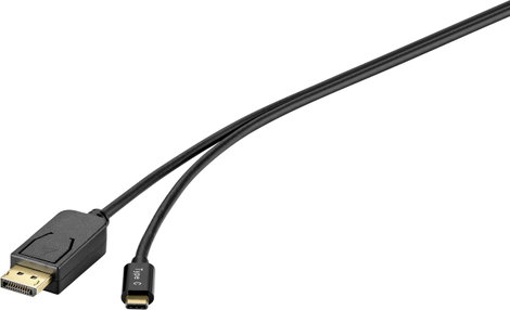 Renkforce USB-C® / Kijelző csatlakozó Átalakító kábel USB-C® dugó, DisplayPort dugó 1.80 m Fekete RF