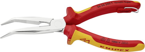 Knipex 26 26 200 T Lapos kerek csőrű fogó 40°-ban hajlított 200 mm