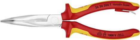 Knipex 26 26 200 T Lapos kerek csőrű fogó 40°-ban hajlított 200 mm 2. kép
