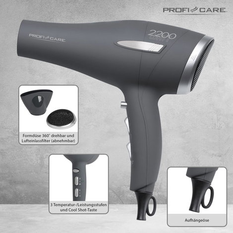 Profi-Care PC-HT 3045 anth Hajszárító Antracit 2. kép