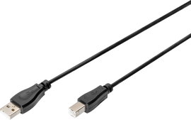 USB kábel [1x USB 2.0 dugó A - 1x USB 2.0 dugó B] 1.80 m Fekete Digitus 678043