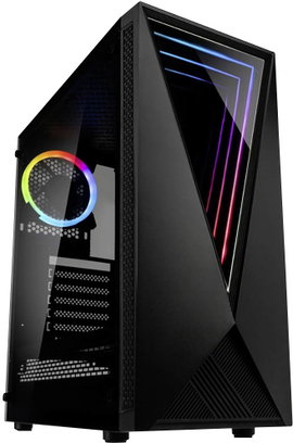 Kolink VOID RGB Midi torony Gaming doboz Fekete 1 előre telepített LED-hűtő, Oldalsó szélvédő, Porsz