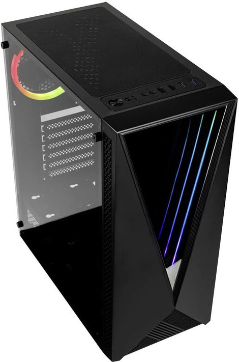 Kolink VOID RGB Midi torony Gaming doboz Fekete 1 előre telepített LED-hűtő, Oldalsó szélvédő, Porsz 2. kép