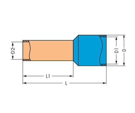 Érvéghüvely 10 mm² 16 mm Részlegesen szigetelt Piros WAGO 216-209 100 db 2. kép