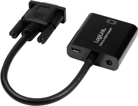 VGA - HDMI átalakító, 1x VGA dugó/3,5 mm jack alj - 1x HDMI alj, fekete, 0,45 m, LogiLink CV0060 12. kép