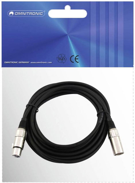 Omnitronic 30220400 XLR Összekötőkábel [1x XLR dugó, 3 pólusú - 1x XLR alj, 3 pólusú] 0.50 m Fekete 3. kép