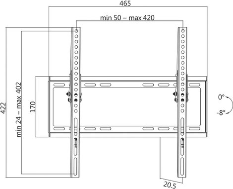 LogiLink BP0037 TV fali tartó 81,3 cm (32) - 132,1 cm (52) Dönthető 3. kép