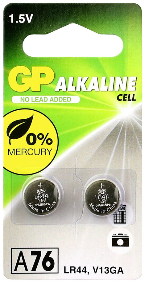 GP Batteries Gombelem LR 44 1.5 V 2 db 110 mAh Alkáli mangán GP76ASTD222C2 5. kép