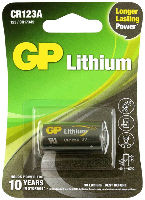 GP Batteries GPCR123AECO043C1 CR-123A Fotóelem Lítium 1400 mAh 3 V 1 db 2. kép
