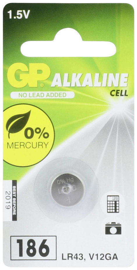 GP Batteries Gombelem LR 43 1.5 V 1 db Alkáli mangán GP186ASTD974C1 4. kép
