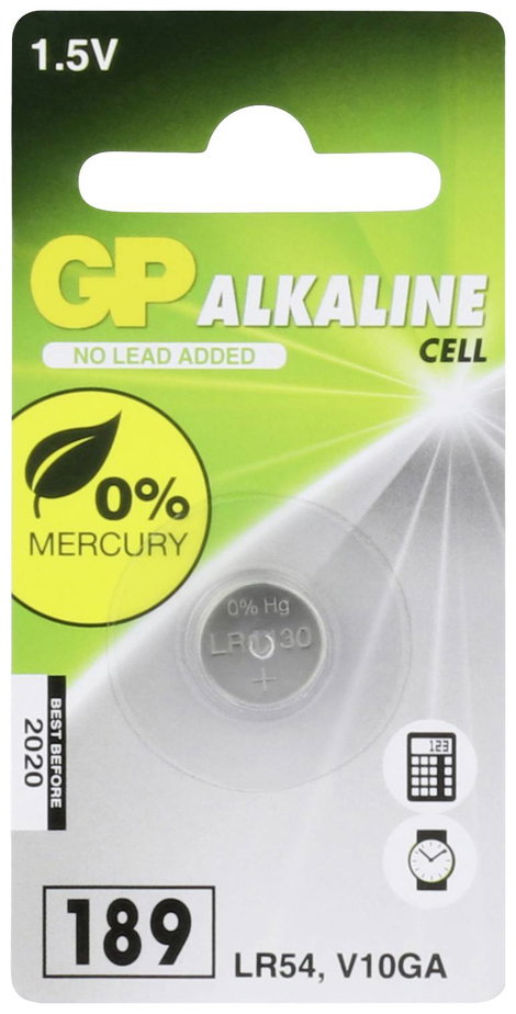GP Batteries Gombelem LR 54 1.5 V 1 db Alkáli mangán GP189ASTD981C1 2. kép