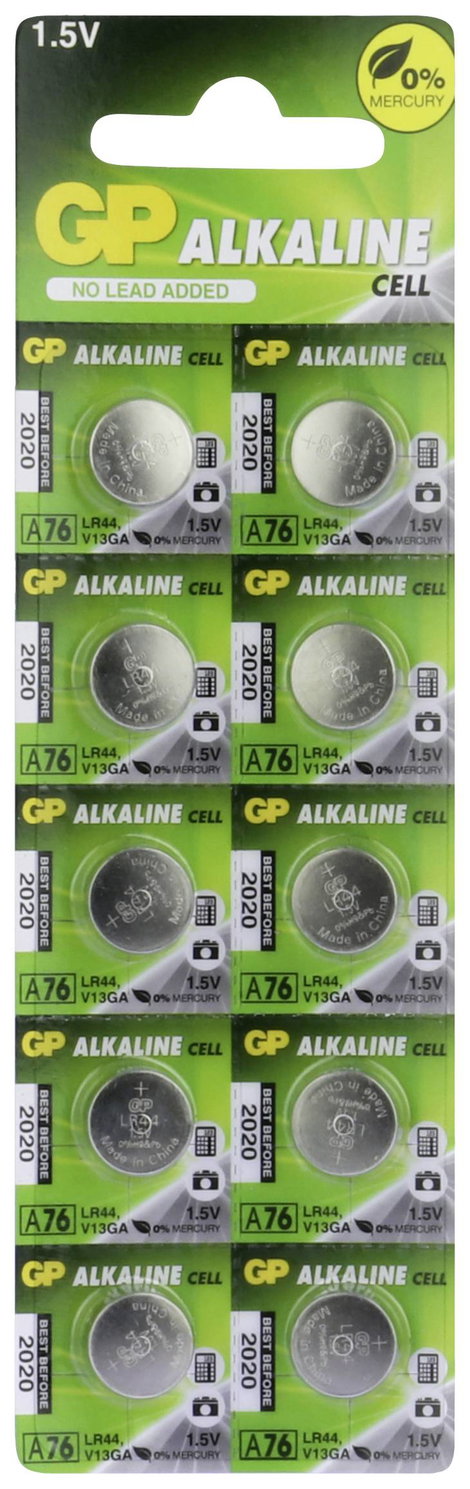 GP Batteries Gombelem LR 44 1.5 V 10 db 110 mAh Alkáli mangán GP76ASTD496C10 2. kép