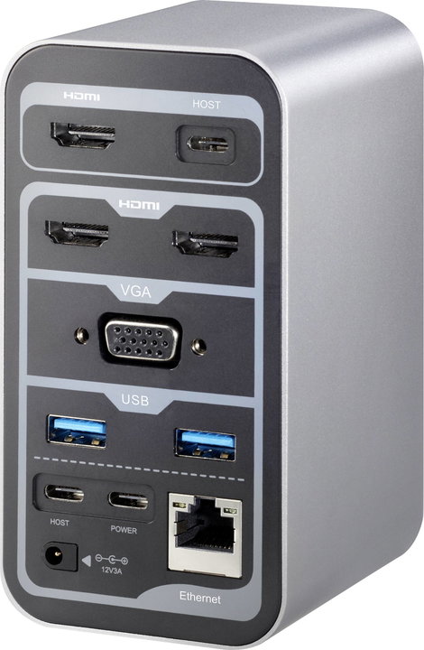 Univerzális USB-C notebook dokkoló állomás töltési funkcióval, Renkforce RF-4499452 2. kép
