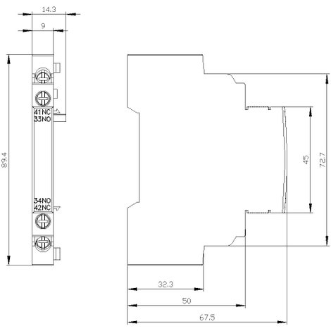 Siemens 3RV2901-1A Védőkapcsoló tömb 1 db Kapcsolási feszültség (max.): 400 V/AC (Sz x Ma x Mé) 9.5 3. kép