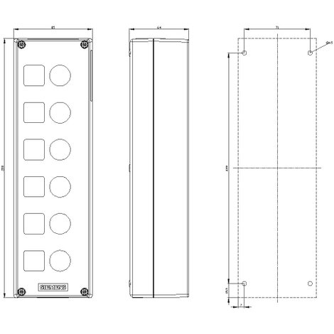 Siemens 3SU1806-0AA00-0AB1 Üres ház 6 beépítési hely (H x Sz x Ma) 280 x 85 x 64 mm Szürke 1 db 2. kép
