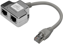 Digitus RJ45 Hálózat Átalakító CAT 5, CAT 5e [1x RJ45 dugó - 2x RJ45 alj] Szürke