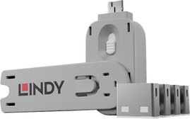 LINDY USB Port Lock + Key USB port zár 4 részes készlet Fehér 1 kulccsal