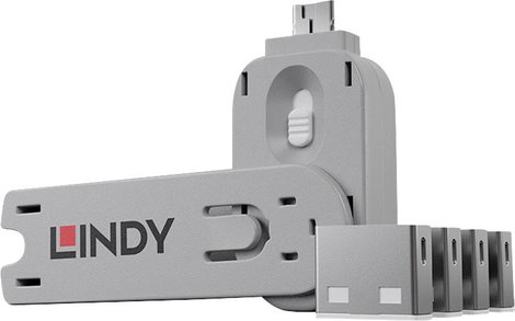 LINDY USB Port Lock + Key USB port zár 4 részes készlet Fehér 1 kulccsal