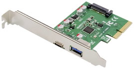 Digitus DS-30225 2 port USB 3.1 kontroller kártya USB-A, USB-C®, USB 3.2 (2. generáció), USB, USB 2.