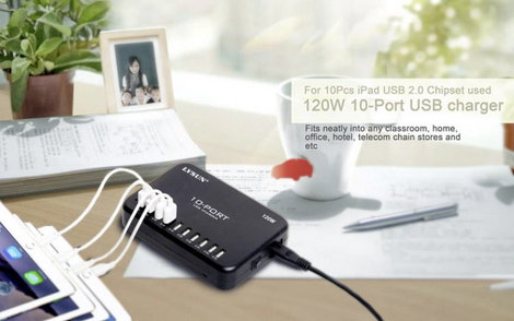 LVSUN 120W Smart 10-Port USB-s töltőállomás 120 W Aljzat dugó Kimeneti áram (max.) 24000 mA Kimenete 3. kép