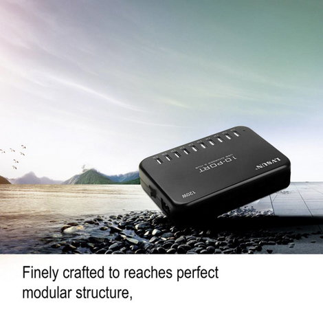 LVSUN 120W Smart 10-Port USB-s töltőállomás 120 W Aljzat dugó Kimeneti áram (max.) 24000 mA Kimenete 5. kép