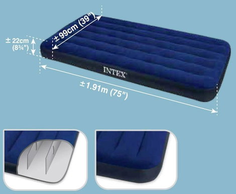 Intex 64757 INTEX Classic Downy légágy 99 x 191 cm Kék 6. kép