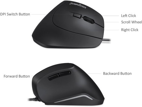 Perixx Vertikal Perimice-515 II Ergonomikus egér USB Optikai Fekete 6 Gombok 1600 dpi Ergonómikus 3. kép