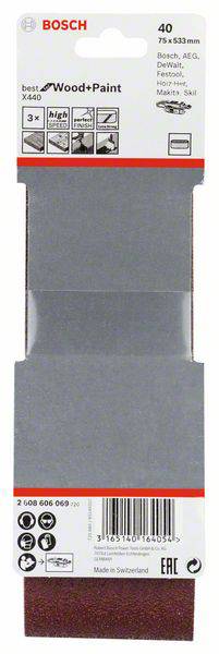 Bosch Accessories Schleifband 75x533mm K40 Pk=3 St Best for Wood&Paint 2608606069 Csiszolószalag Sze 2. kép