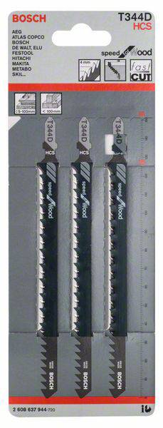 Bosch Accessories 2608637944 Szúrófűrészlap T 344 D - Speed for Wood 3 db 2. kép