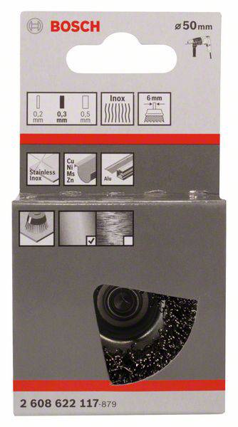 Bosch Fazékkefe - 50 mm, 0,3 mm Szár átmérő 6 mm 2 608 622 117 1 db 2. kép